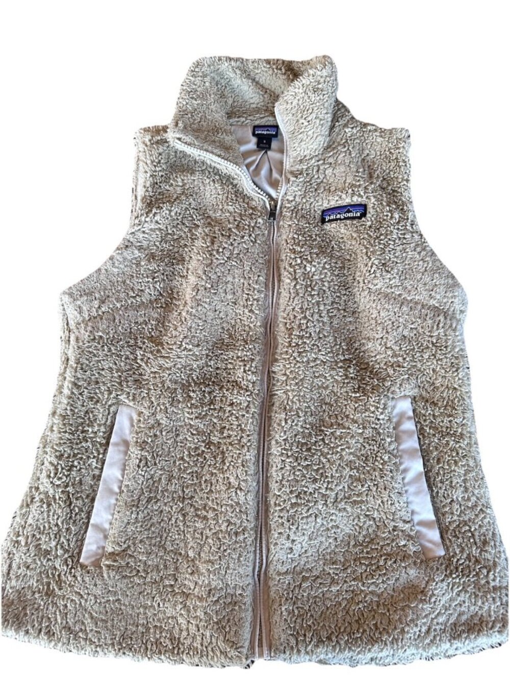 Patagonia Gray/Tan Vest Women’s Small Full Zip Sherpa Pile Outdoor Cozy
